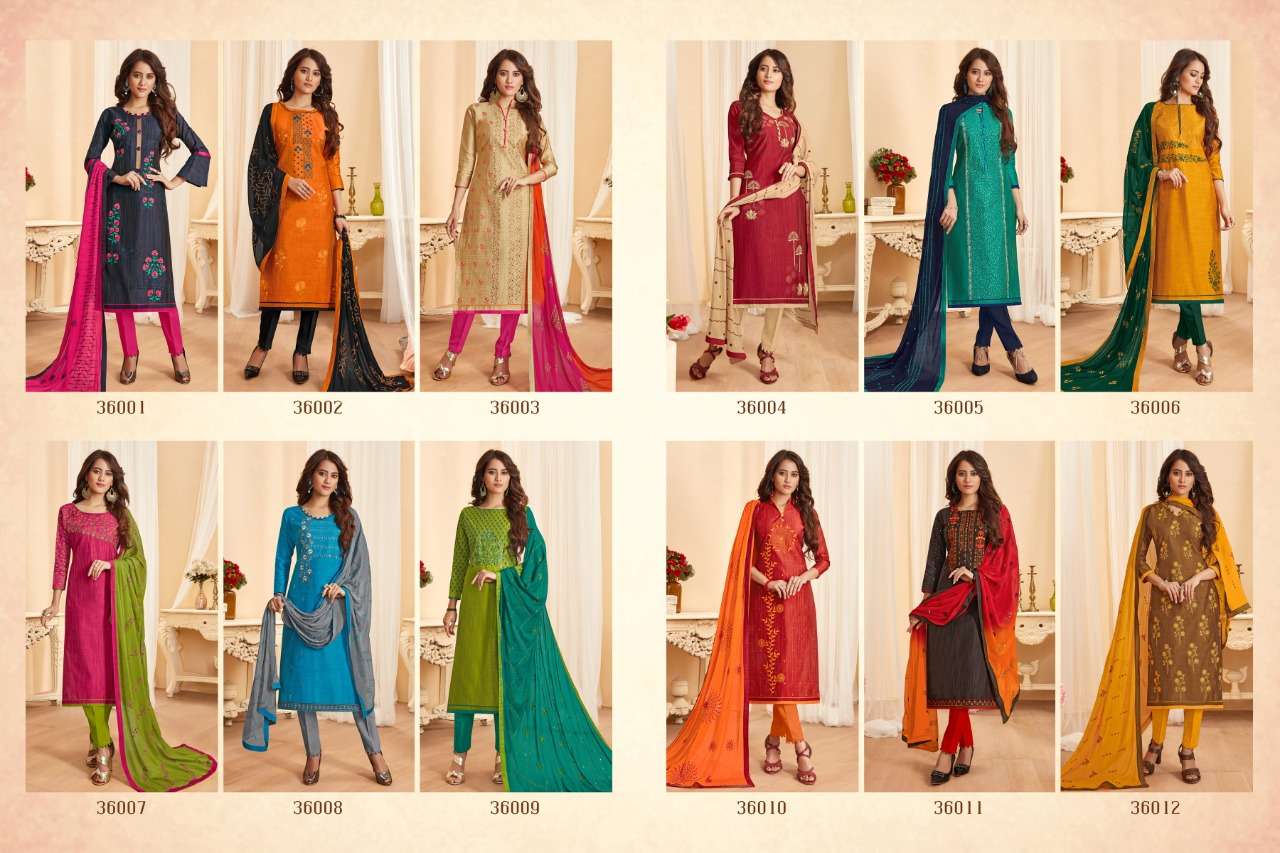 NIRALI VOL-7 BY RAGHAV ROYALS 36001 TO 36012 SERIES BEAUTIFUL SUITS STYLISH FANCY COLORFUL PARTY WEAR & ETHNIC WEAR SOUTH COTTON SLUB EMBROIDERED DRESSES AT WHOLESALE PRICE