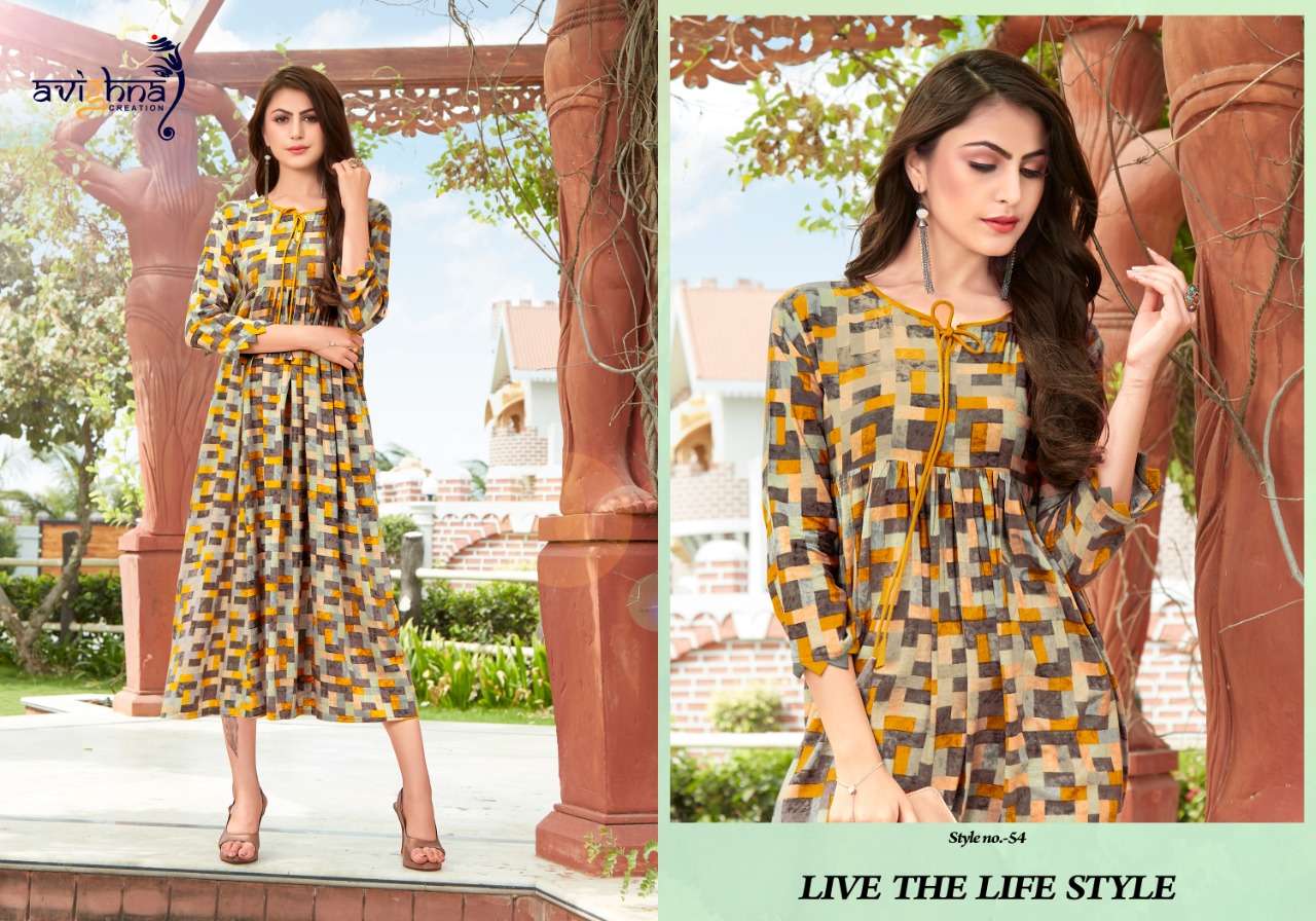 Navlika Vol-2 By Avighna Creation 48 To 55 Series Beautiful Stylish Fancy Colorful Casual Wear & Ethnic Wear & Ready To Wear Rayon Printed Kurtis At Wholesale Price