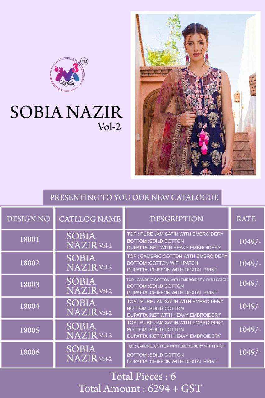 SOBIA NAZIR VOL-2 BY M3 FASHION 18001 TO 18006 SERIES DESIGNER PAKISTANI SUITS BEAUTIFUL FANCY STYLISH COLORFUL PARTY WEAR & OCCASIONAL WEAR PURE JAM SATIN WITH EMBROIDERY DRESSES AT WHOLESALE PRICE
