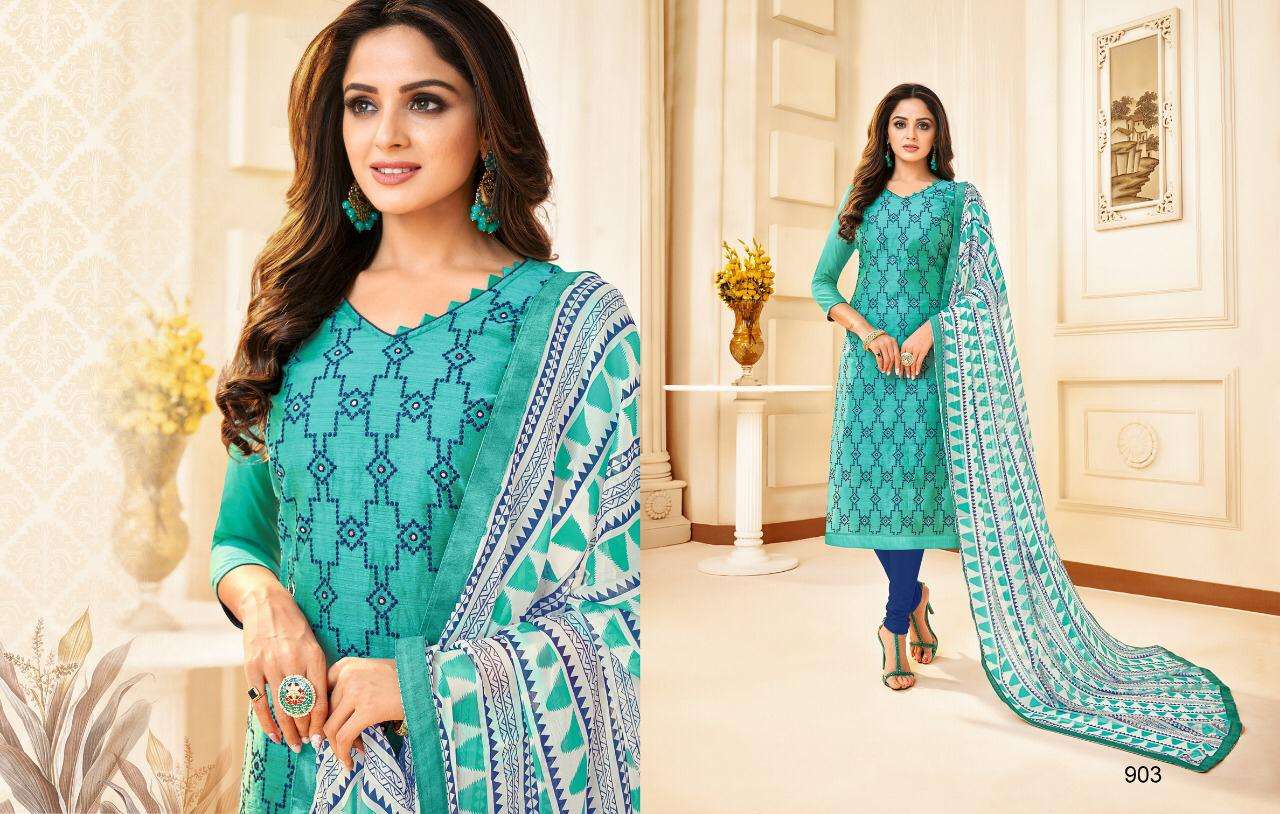 SILKY VOL-5 BY KAYCE TRENDZ 900 TO 911 SERIES BEAUTIFUL STYLISH PATIALA SUITS FANCY COLORFUL CASUAL WEAR & ETHNIC WEAR & READY TO WEAR SEMI MODEL SILK DRESSES AT WHOLESALE PRICE