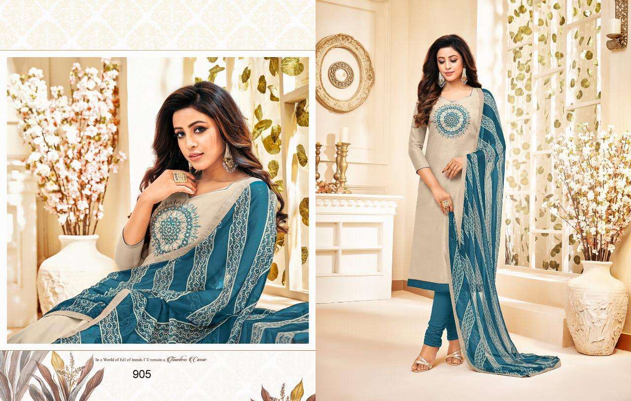 SILKY VOL-5 BY KAYCE TRENDZ 900 TO 911 SERIES BEAUTIFUL STYLISH PATIALA SUITS FANCY COLORFUL CASUAL WEAR & ETHNIC WEAR & READY TO WEAR SEMI MODEL SILK DRESSES AT WHOLESALE PRICE