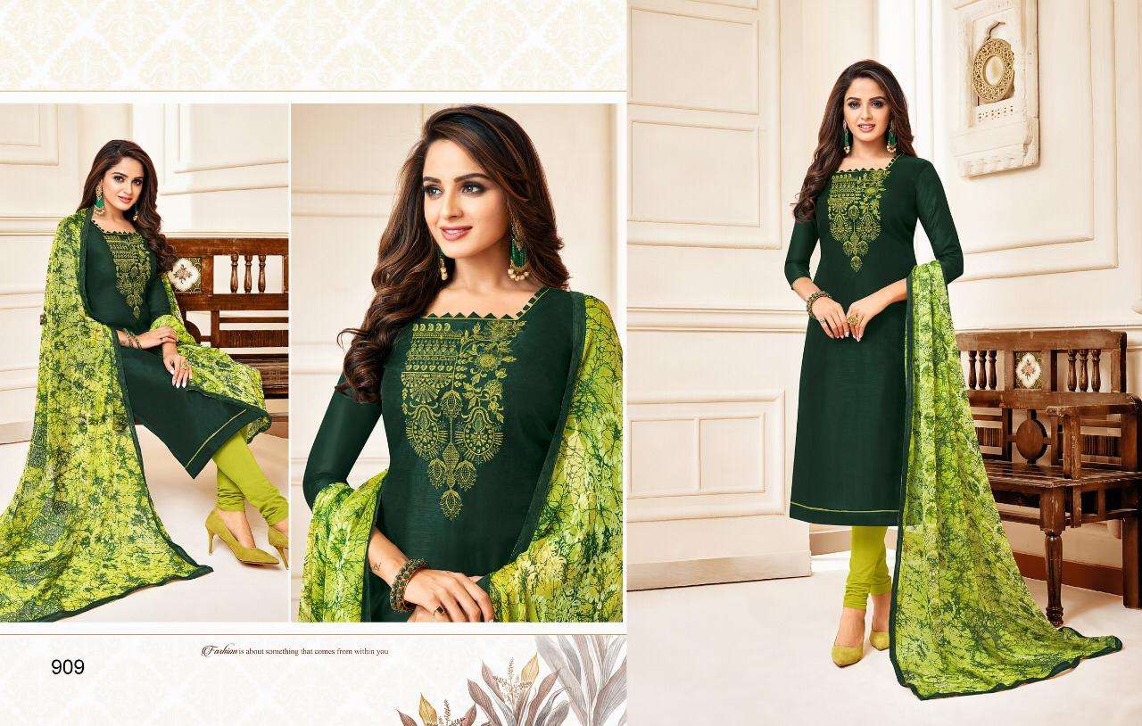 SILKY VOL-5 BY KAYCE TRENDZ 900 TO 911 SERIES BEAUTIFUL STYLISH PATIALA SUITS FANCY COLORFUL CASUAL WEAR & ETHNIC WEAR & READY TO WEAR SEMI MODEL SILK DRESSES AT WHOLESALE PRICE