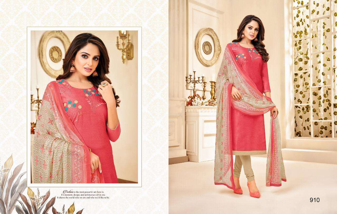 SILKY VOL-5 BY KAYCE TRENDZ 900 TO 911 SERIES BEAUTIFUL STYLISH PATIALA SUITS FANCY COLORFUL CASUAL WEAR & ETHNIC WEAR & READY TO WEAR SEMI MODEL SILK DRESSES AT WHOLESALE PRICE