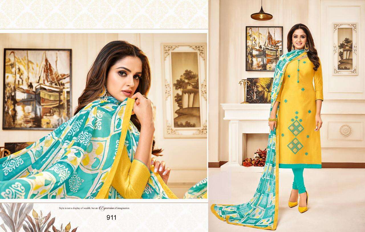 SILKY VOL-5 BY KAYCE TRENDZ 900 TO 911 SERIES BEAUTIFUL STYLISH PATIALA SUITS FANCY COLORFUL CASUAL WEAR & ETHNIC WEAR & READY TO WEAR SEMI MODEL SILK DRESSES AT WHOLESALE PRICE