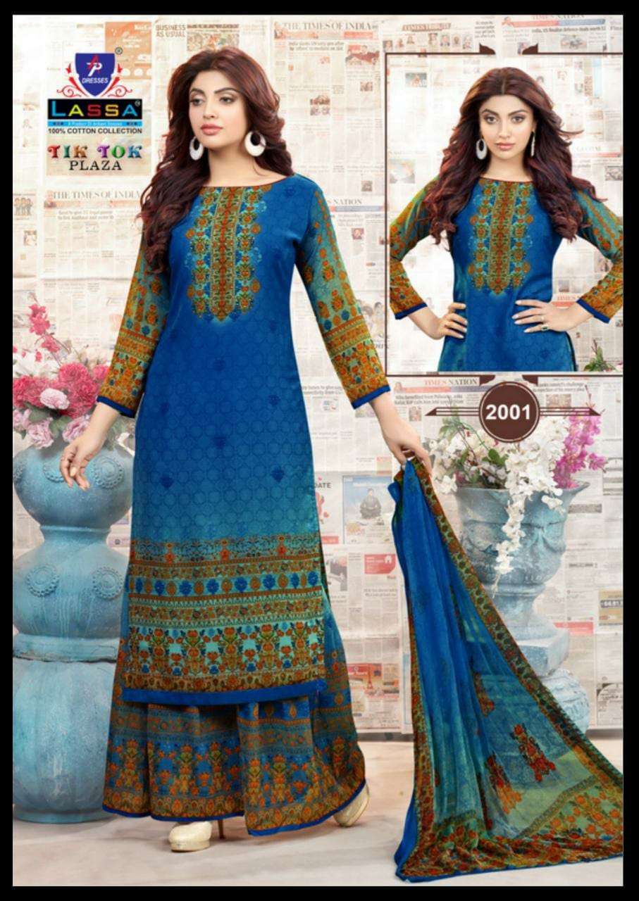 TIK TOK VOL-2 BY LASSA 12001 TO 2010 SERIES BEAUTIFUL STYLISH PATIALA SUITS FANCY COLORFUL CASUAL WEAR & ETHNIC WEAR & READY TO WEAR COTTON PRINTED DRESSES AT WHOLESALE PRICE