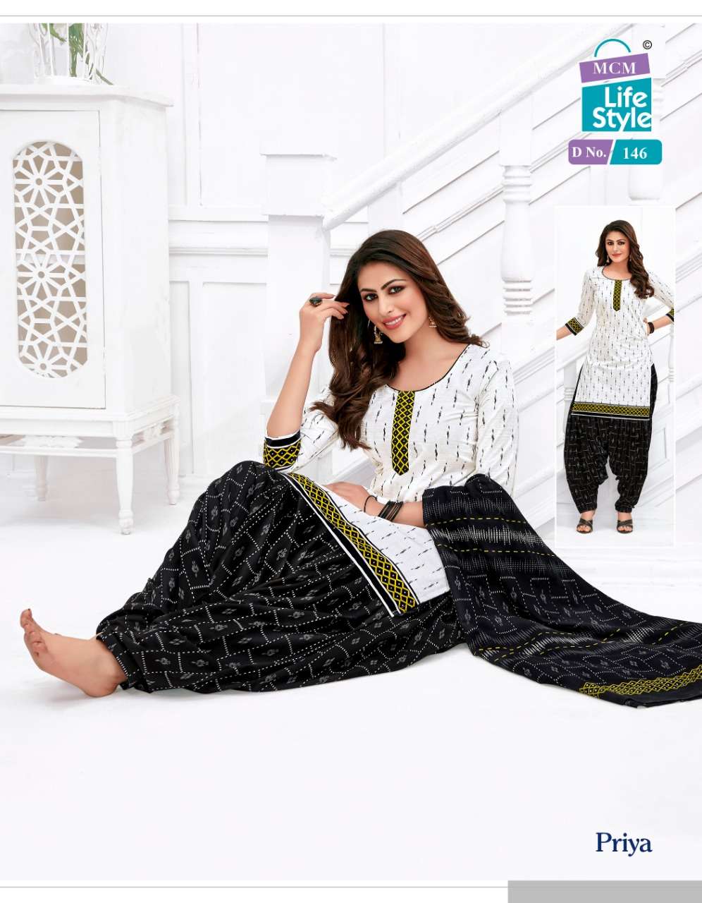 PRIYA VOL-7 BY MCM LIFE STYLE 135 TO 165 SERIES BEAUTIFUL STYLISH PATIALA SUITS FANCY COLORFUL CASUAL WEAR & ETHNIC WEAR & READY TO WEAR COTTON PRINTED DRESSES AT WHOLESALE PRICE