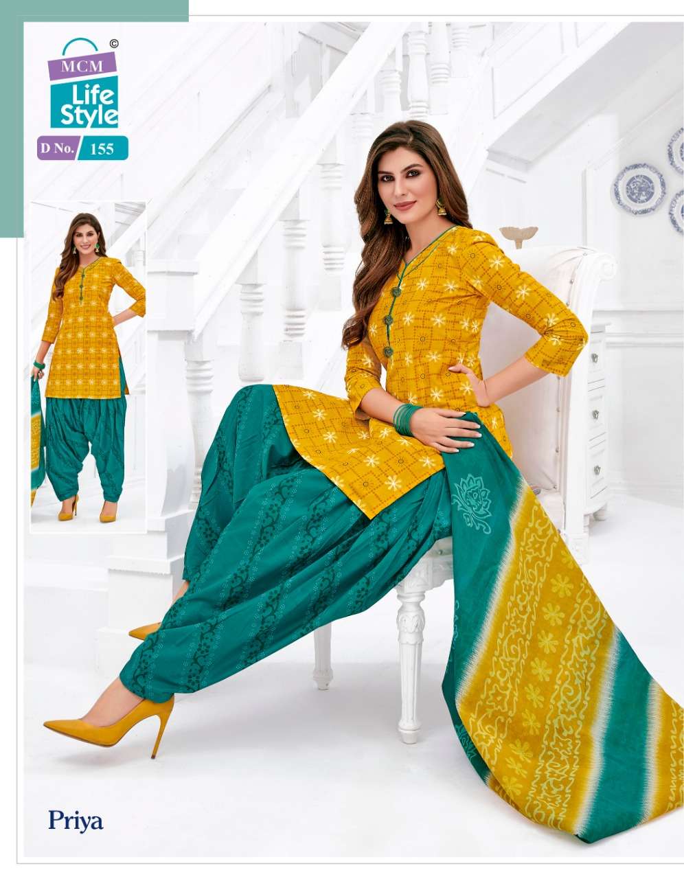 PRIYA VOL-7 BY MCM LIFE STYLE 135 TO 165 SERIES BEAUTIFUL STYLISH PATIALA SUITS FANCY COLORFUL CASUAL WEAR & ETHNIC WEAR & READY TO WEAR COTTON PRINTED DRESSES AT WHOLESALE PRICE