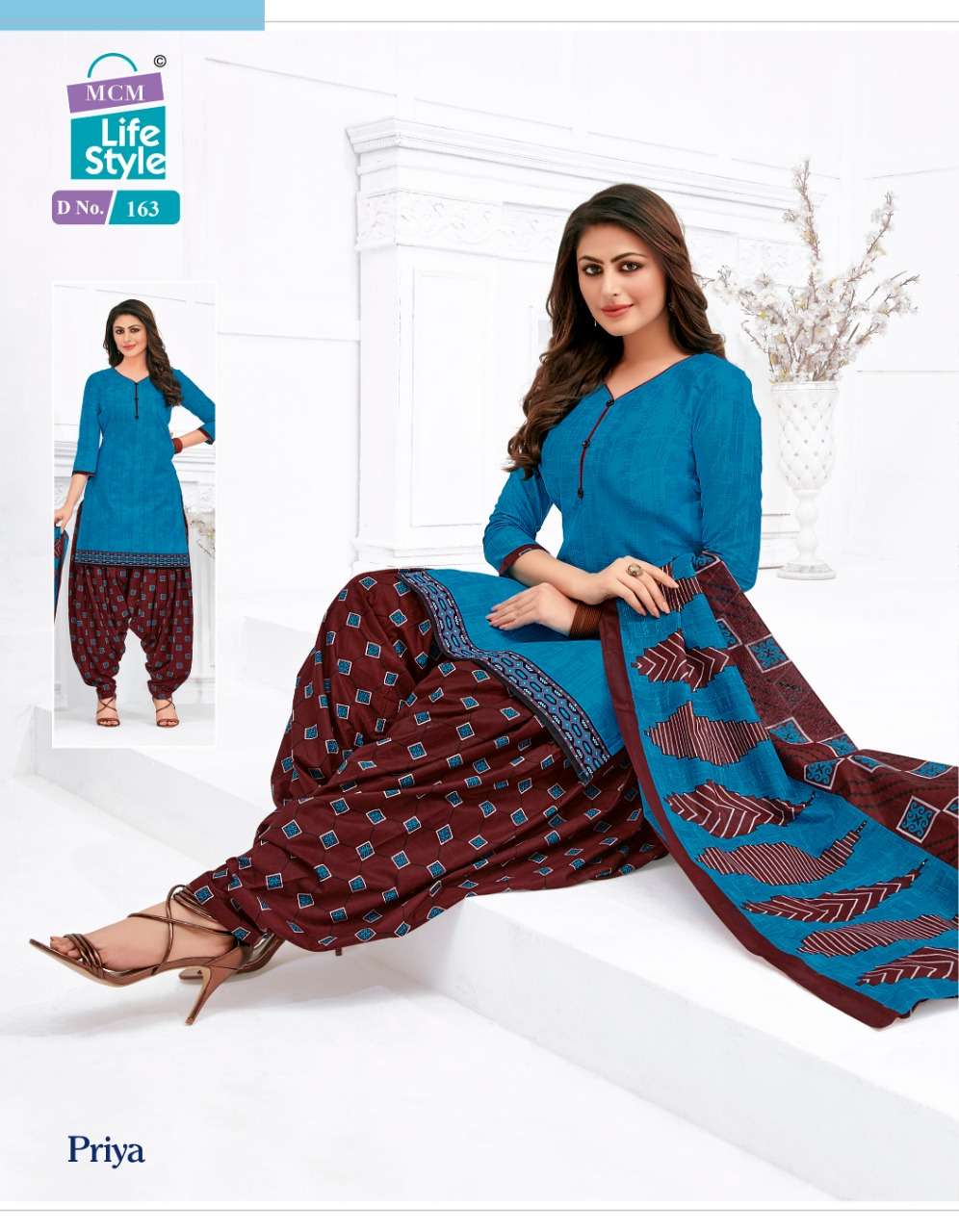 PRIYA VOL-7 BY MCM LIFE STYLE 135 TO 165 SERIES BEAUTIFUL STYLISH PATIALA SUITS FANCY COLORFUL CASUAL WEAR & ETHNIC WEAR & READY TO WEAR COTTON PRINTED DRESSES AT WHOLESALE PRICE