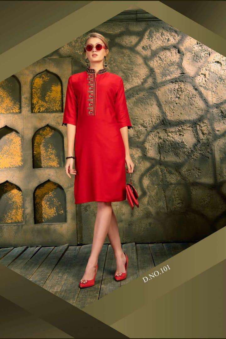 SOUL MATE BY FASHION TALK 101 TO 110 SERIES BEAUTIFUL STYLISH FANCY COLORFUL CASUAL WEAR & ETHNIC WEAR & READY TO WEAR HEAVY RAYON WITH EMBROIDERY KURTIS AT WHOLESALE PRICE