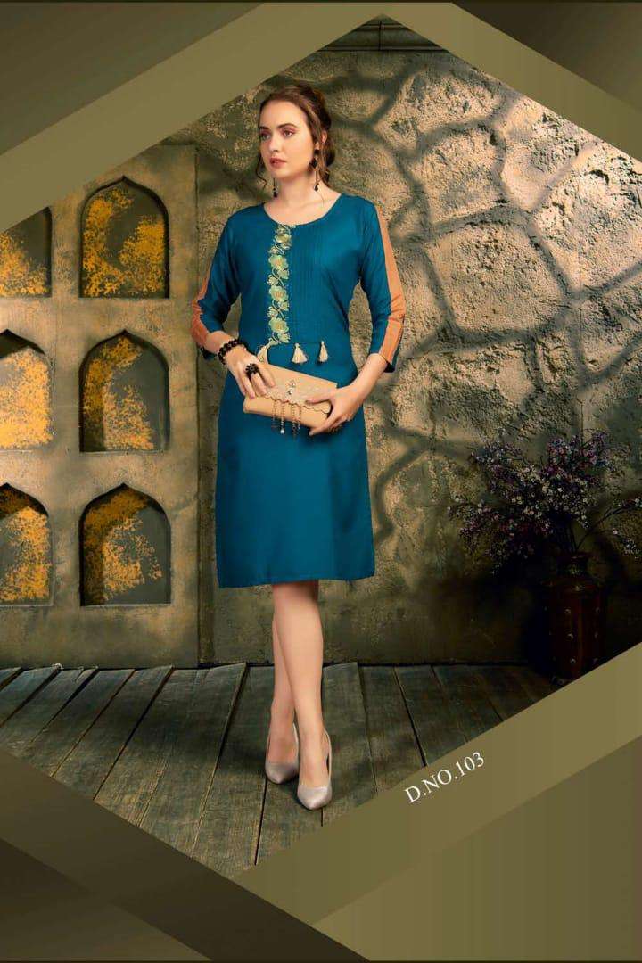 SOUL MATE BY FASHION TALK 101 TO 110 SERIES BEAUTIFUL STYLISH FANCY COLORFUL CASUAL WEAR & ETHNIC WEAR & READY TO WEAR HEAVY RAYON WITH EMBROIDERY KURTIS AT WHOLESALE PRICE