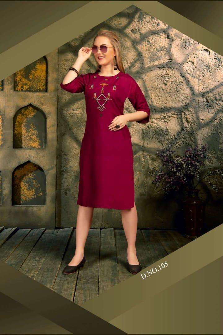 SOUL MATE BY FASHION TALK 101 TO 110 SERIES BEAUTIFUL STYLISH FANCY COLORFUL CASUAL WEAR & ETHNIC WEAR & READY TO WEAR HEAVY RAYON WITH EMBROIDERY KURTIS AT WHOLESALE PRICE