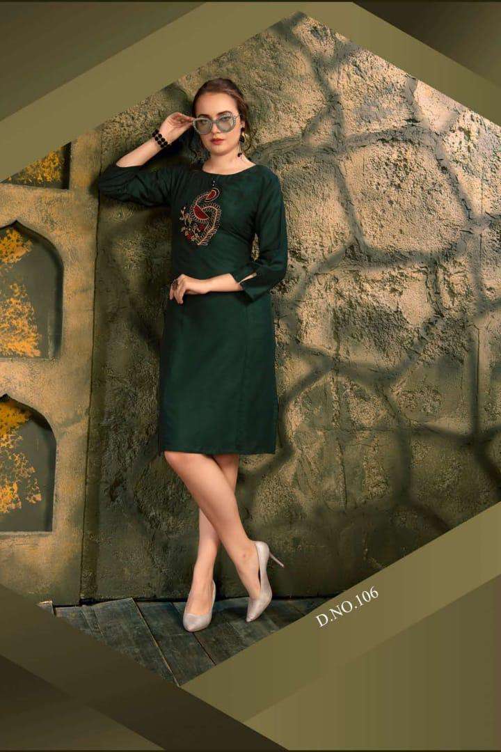 SOUL MATE BY FASHION TALK 101 TO 110 SERIES BEAUTIFUL STYLISH FANCY COLORFUL CASUAL WEAR & ETHNIC WEAR & READY TO WEAR HEAVY RAYON WITH EMBROIDERY KURTIS AT WHOLESALE PRICE