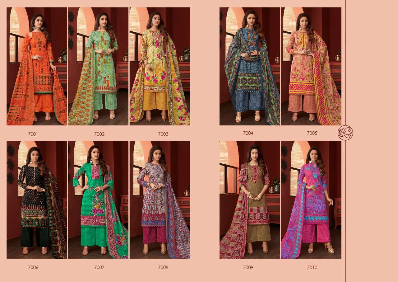 ELLIZA VOL-7 BY JASH 7001 TO 7010 SERIES BEAUTIFUL STYLISH SUITS FANCY COLORFUL CASUAL WEAR & ETHNIC WEAR & READY TO WEAR PURE COTTON PRINTED DRESSES AT WHOLESALE PRICE