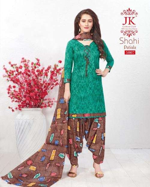 SHAHI PATIALA VOL-5 BY JK COTTON CLUB 5001 TO 5010 SERIES BEAUTIFUL PATIYALA SUITS COLORFUL STYLISH FANCY COLORFUL CASUAL WEAR & ETHNIC WEAR COTTON PRINTED DRESSES AT WHOLESALE PRICE