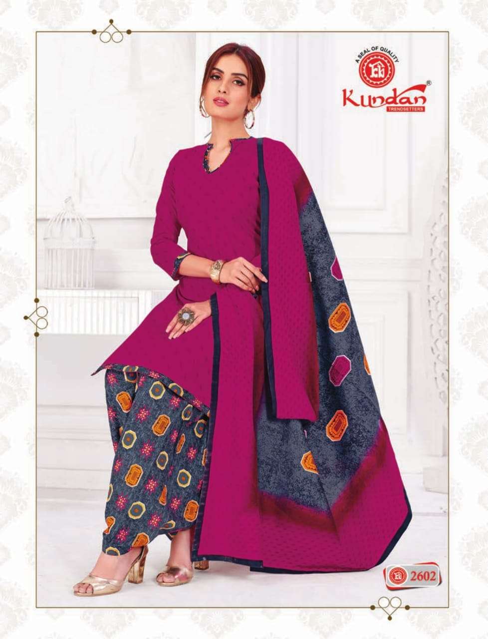 PATIYALA KUDI VOL-5 BY KUNDAN 2601 TO 2618 SERIES BEAUTIFUL PATIYALA SUITS COLORFUL STYLISH FANCY COLORFUL CASUAL WEAR & ETHNIC WEAR COTTON PRINTED DRESSES AT WHOLESALE PRICE