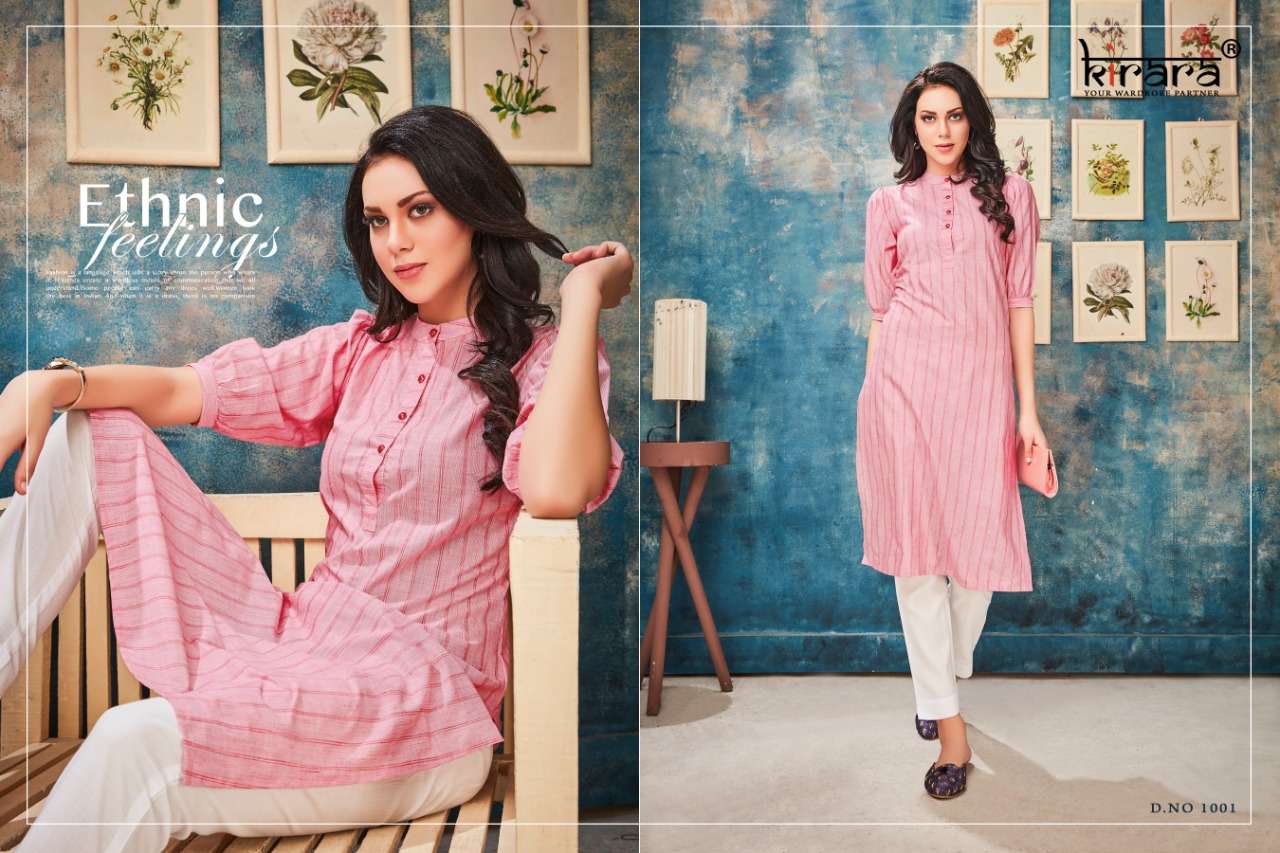 CLASSIC BY KIRARA 1001 TO 1004 SERIES BEAUTIFUL STYLISH COLORFUL FANCY PARTY WEAR & ETHNIC WEAR & READY TO WEAR HANDLOOM COTTON KURTIS AT WHOLESALE PRICE