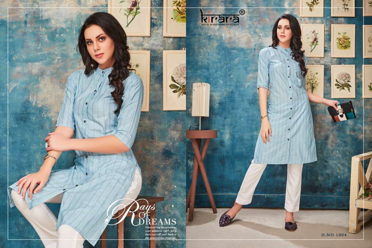 CLASSIC BY KIRARA 1001 TO 1004 SERIES BEAUTIFUL STYLISH COLORFUL FANCY PARTY WEAR & ETHNIC WEAR & READY TO WEAR HANDLOOM COTTON KURTIS AT WHOLESALE PRICE