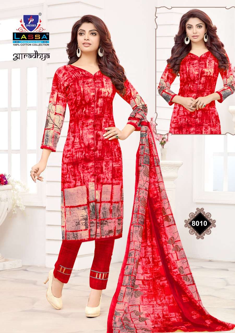 AARADHYA VOL-8 BY LASSA 8001 TO 8010 SERIES BEAUTIFUL PATIYALA SUITS COLORFUL STYLISH FANCY COLORFUL CASUAL WEAR & ETHNIC WEAR COTTON PRINTED DRESSES AT WHOLESALE PRICE