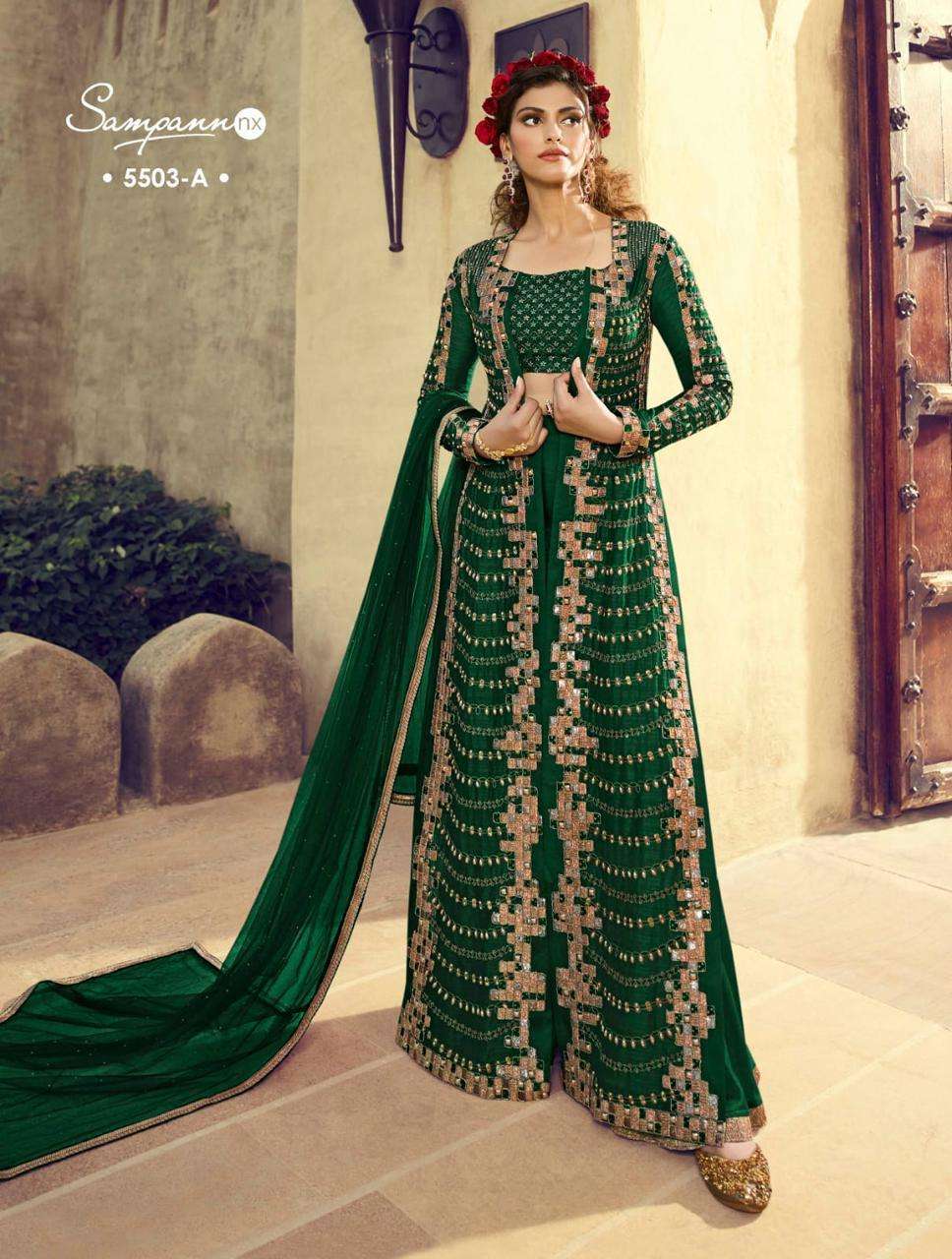 SAGA 5503 COLOURS BY SAMPANN NX 5503-A TO 5503-B SERIES DESIGNER ANARKALI SUITS COLLECTION BEAUTIFUL STYLISH FANCY COLORFUL PARTY WEAR & OCCASIONAL WEAR SILK HEAVY EMBROIDERED DRESSES AT WHOLESALE PRICE