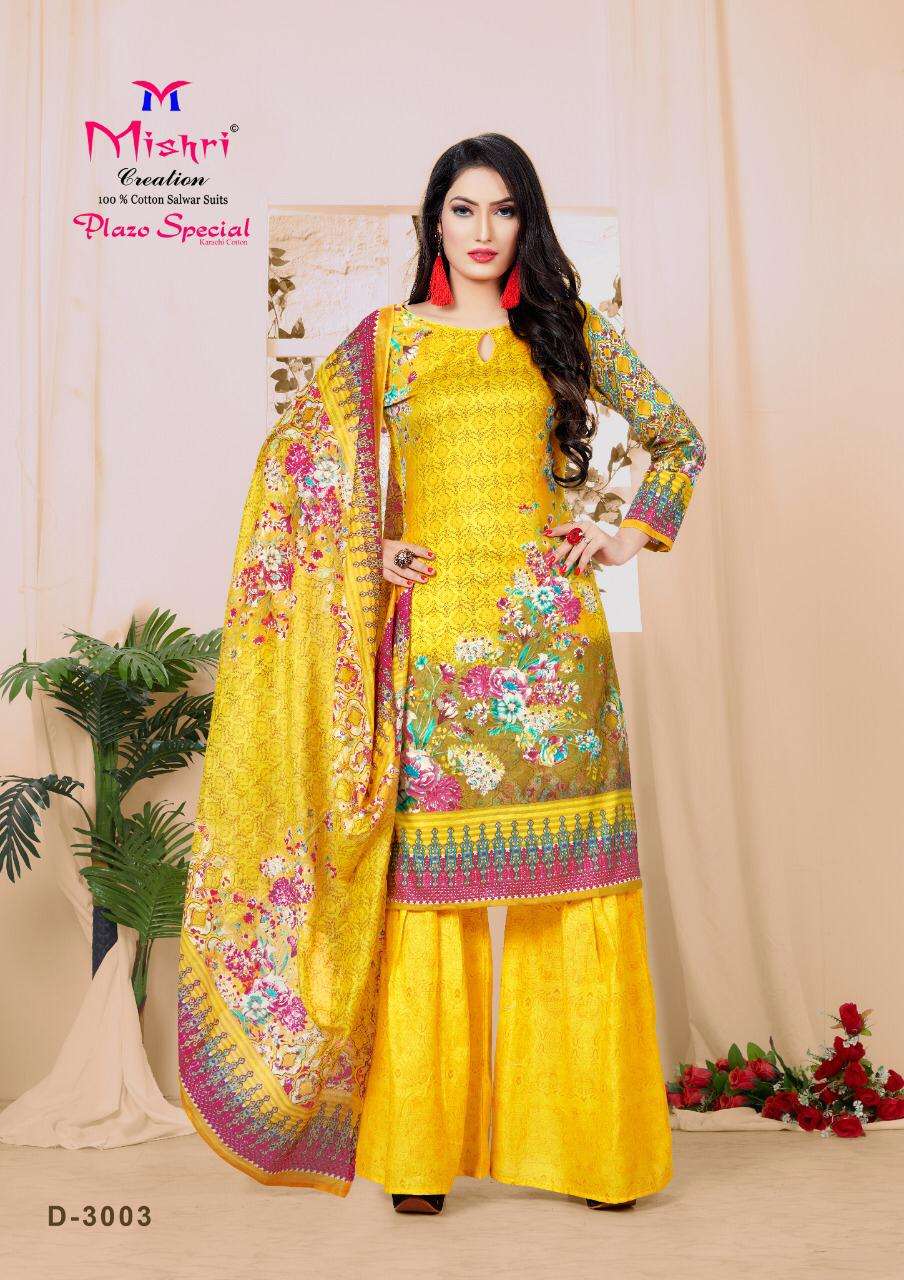 PLAZO SPECIAL VOL-3 BY MISHRI 3001 TO 3010 SERIES INDIAN TRADITIONAL WEAR COLLECTION BEAUTIFUL STYLISH FANCY COLORFUL PARTY WEAR & OCCASIONAL WEAR COTTON PRINTED DRESS AT WHOLESALE PRICE