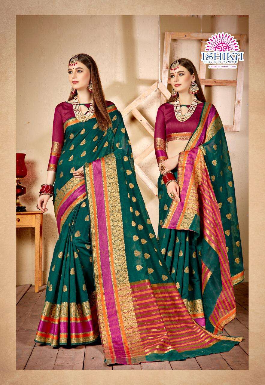 AALIYA BY ISHIKA FASHION 1001 TO 1007 SERIES INDIAN TRADITIONAL WEAR COLLECTION BEAUTIFUL STYLISH FANCY COLORFUL PARTY WEAR & OCCASIONAL WEAR SOFT COTTON SAREES AT WHOLESALE PRICE