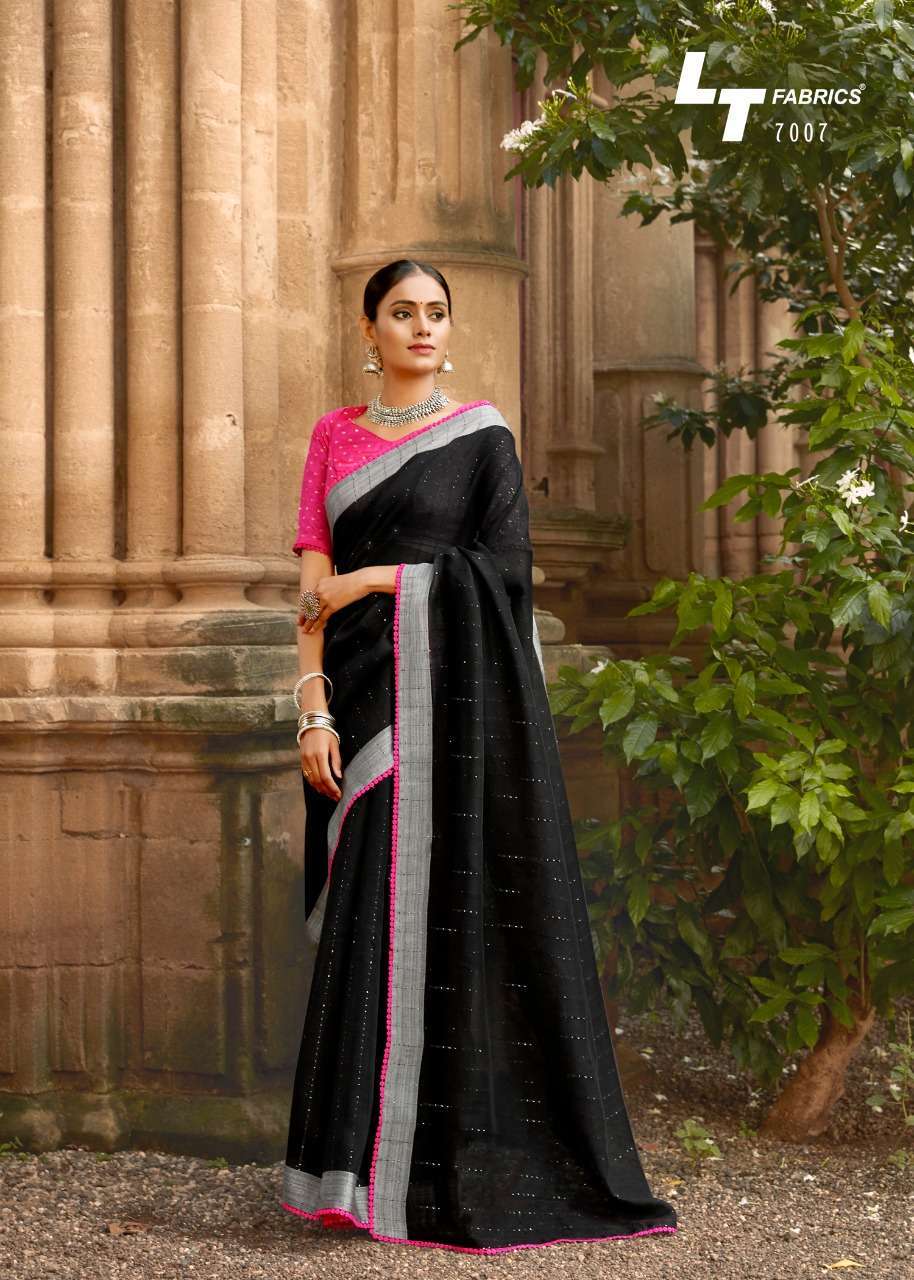 ANANTA BY LT FABRIC 7001 TO 7010 SERIES INDIAN TRADITIONAL WEAR COLLECTION BEAUTIFUL STYLISH FANCY COLORFUL PARTY WEAR & OCCASIONAL WEAR LINEN SILK WITH SEQUENCE SAREES AT WHOLESALE PRICE