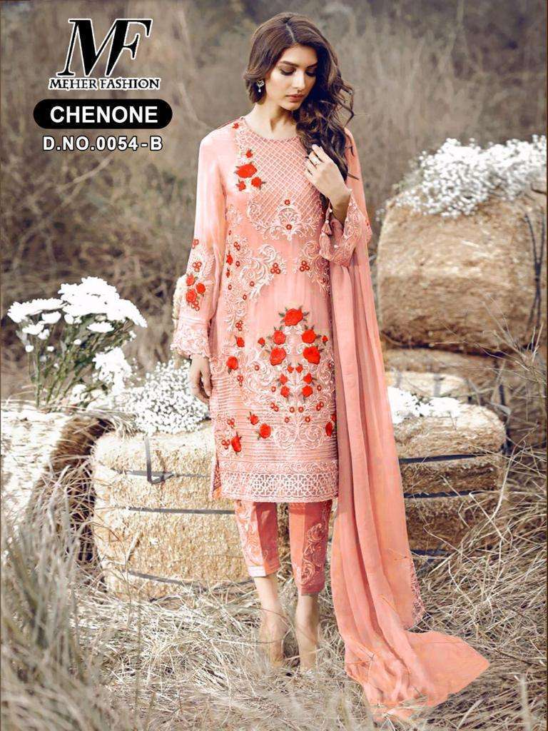 MEHER 0054 COLOURS BY MEHER FASHION 0054-A TO 0054-H SERIES DESIGNER SHARARA SUITS BEAUTIFUL STYLISH FANCY COLORFUL PARTY WEAR & OCCASIONAL WEAR GEOERGETTE WITH EMBROIDERY DRESSES AT WHOLESALE PRICE
