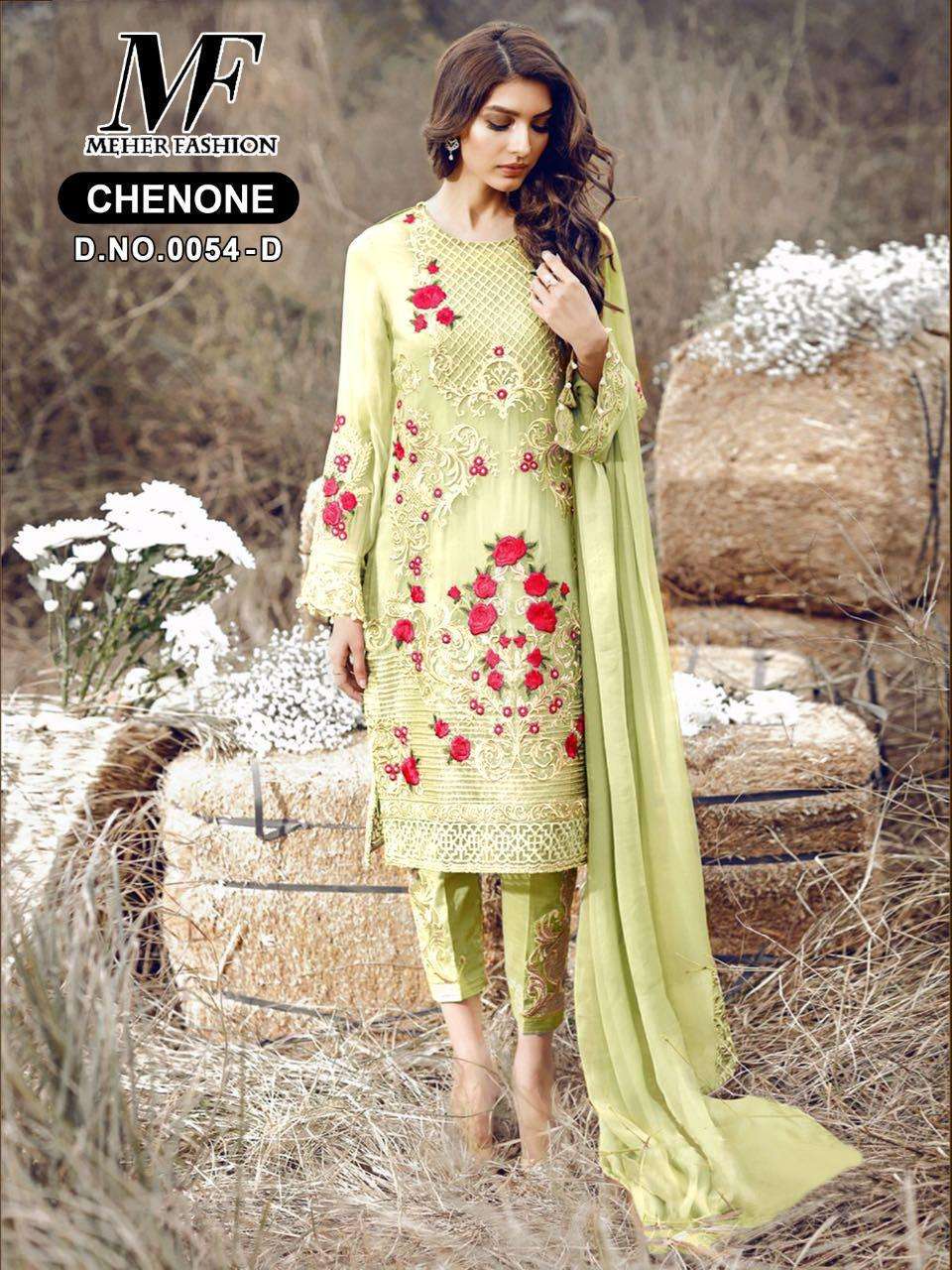 MEHER 0054 COLOURS BY MEHER FASHION 0054-A TO 0054-H SERIES DESIGNER SHARARA SUITS BEAUTIFUL STYLISH FANCY COLORFUL PARTY WEAR & OCCASIONAL WEAR GEOERGETTE WITH EMBROIDERY DRESSES AT WHOLESALE PRICE