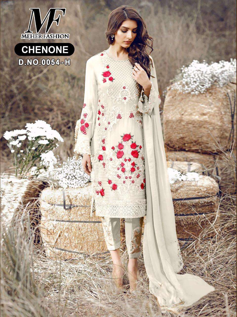 MEHER 0054 COLOURS BY MEHER FASHION 0054-A TO 0054-H SERIES DESIGNER SHARARA SUITS BEAUTIFUL STYLISH FANCY COLORFUL PARTY WEAR & OCCASIONAL WEAR GEOERGETTE WITH EMBROIDERY DRESSES AT WHOLESALE PRICE