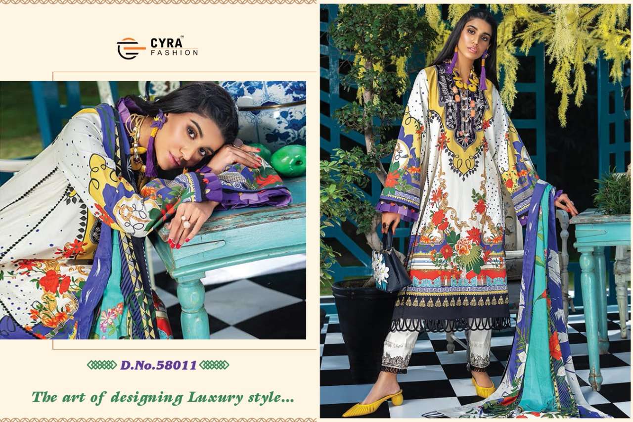 ALIZAH VOL-5 BY CYRA FASHION 58007 TO 58011 SERIES BEAUTIFUL SUITS STYLISH FANCY COLORFUL PARTY WEAR & OCCASIONAL WEAR JAM COTTON DIGITAL PRINTED DRESSES AT WHOLESALE PRICE