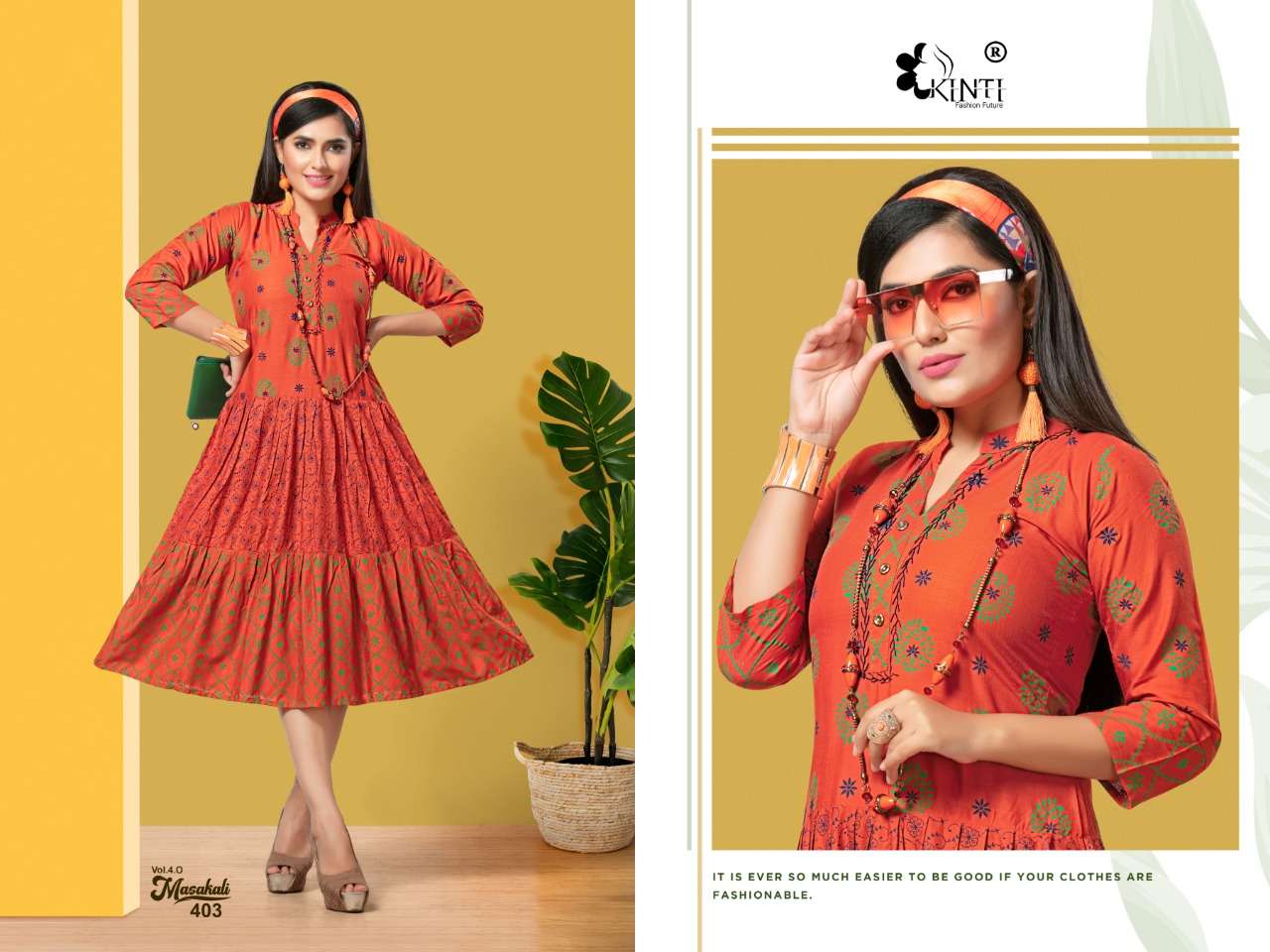 MASAKALI VOL-4 BY KINTI 401 TO 408 SERIES BEAUTIFUL COLORFUL STYLISH FANCY CASUAL WEAR & ETHNIC WEAR & READY TO WEAR RAYON PRINTED KURTIS AT WHOLESALE PRICE
