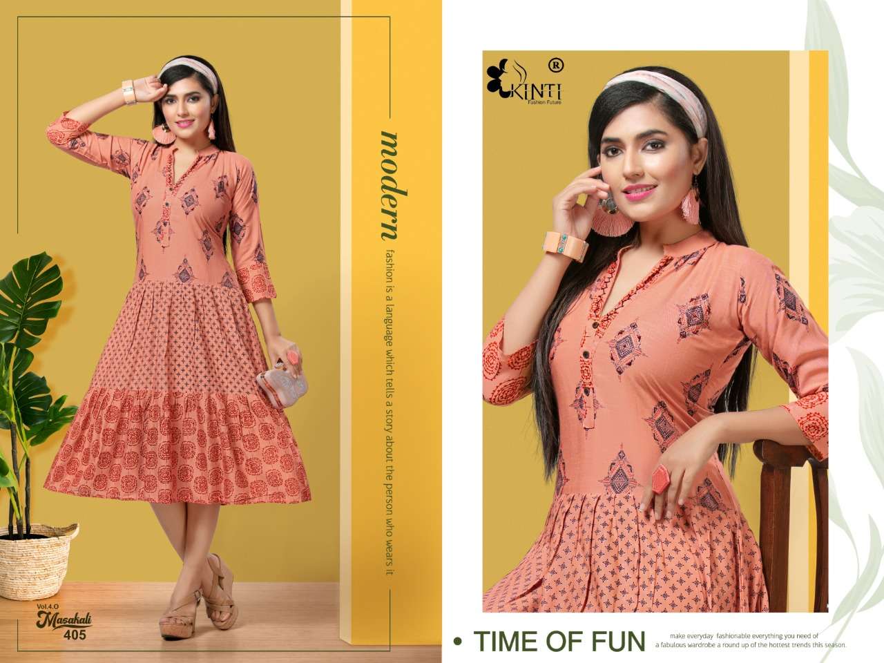 MASAKALI VOL-4 BY KINTI 401 TO 408 SERIES BEAUTIFUL COLORFUL STYLISH FANCY CASUAL WEAR & ETHNIC WEAR & READY TO WEAR RAYON PRINTED KURTIS AT WHOLESALE PRICE