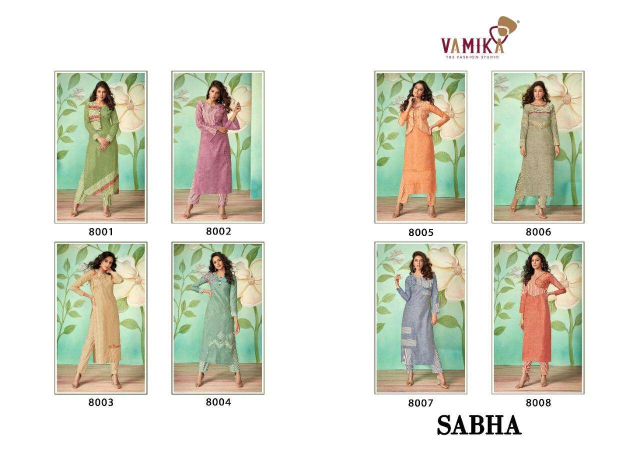 SABHA BY VAMIKA 8001 TO 8008 SERIES BEAUTIFUL COLORFUL STYLISH FANCY CASUAL WEAR & ETHNIC WEAR & READY TO WEAR COTTON SILK WITH COTTON INNER KURTIS AT WHOLESALE PRICE