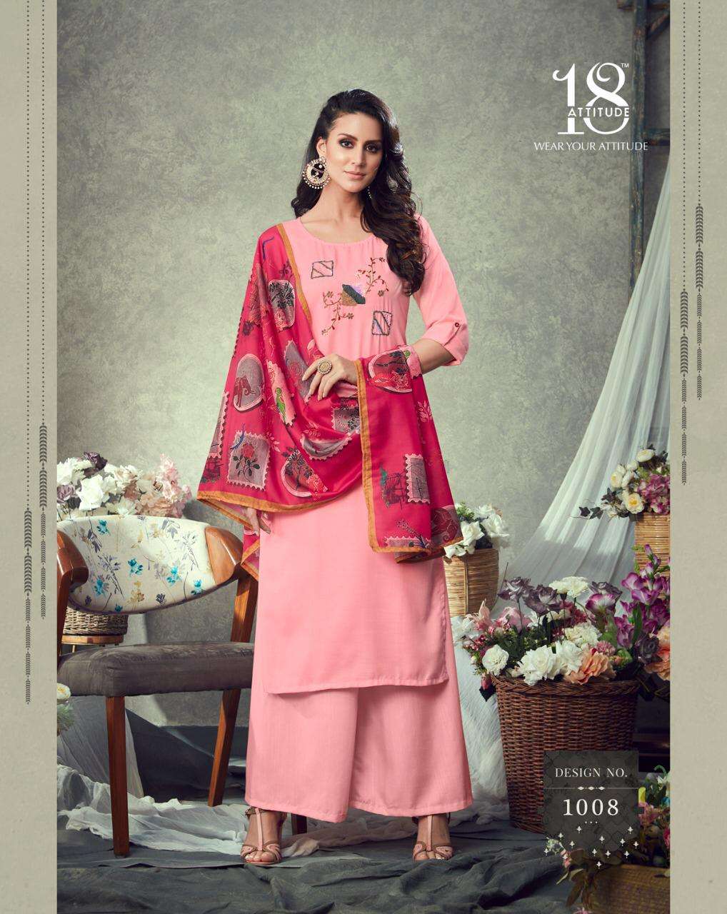 HOT SHOT VOL-1 BY 18 ATTITUDE 1001 TO 1009 SERIES BEAUTIFUL STYLISH FANCY COLORFUL CASUAL WEAR & ETHNIC WEAR FANCY EMBROIDERED DRESSES AT WHOLESALE PRICE