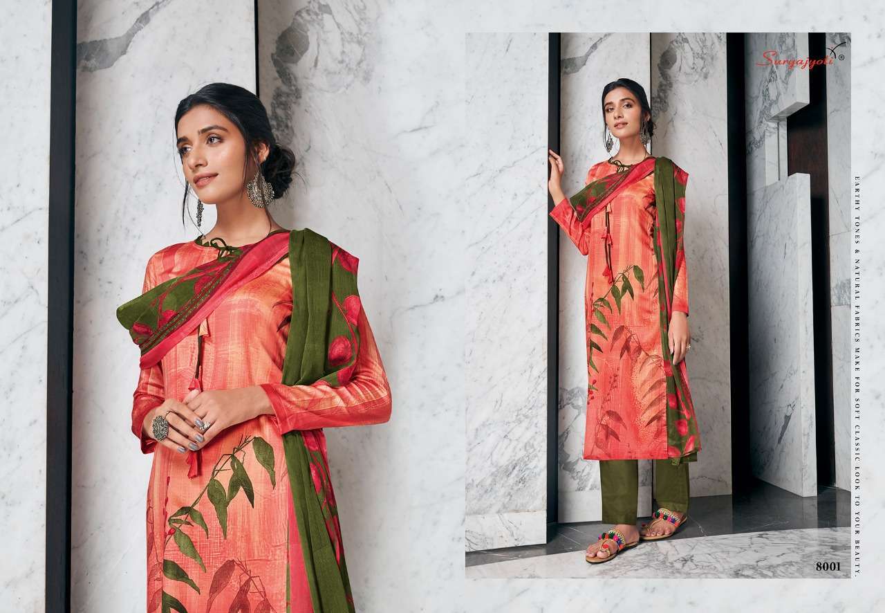 ZAIRA VOL-8 BY SURYAJYOTI 8001 TO 8010 SERIES BEAUTIFUL SUITS STYLISH FANCY COLORFUL PARTY WEAR & OCCASIONAL WEAR JAM SATIN PRINTED DRESSES AT WHOLESALE PRICE