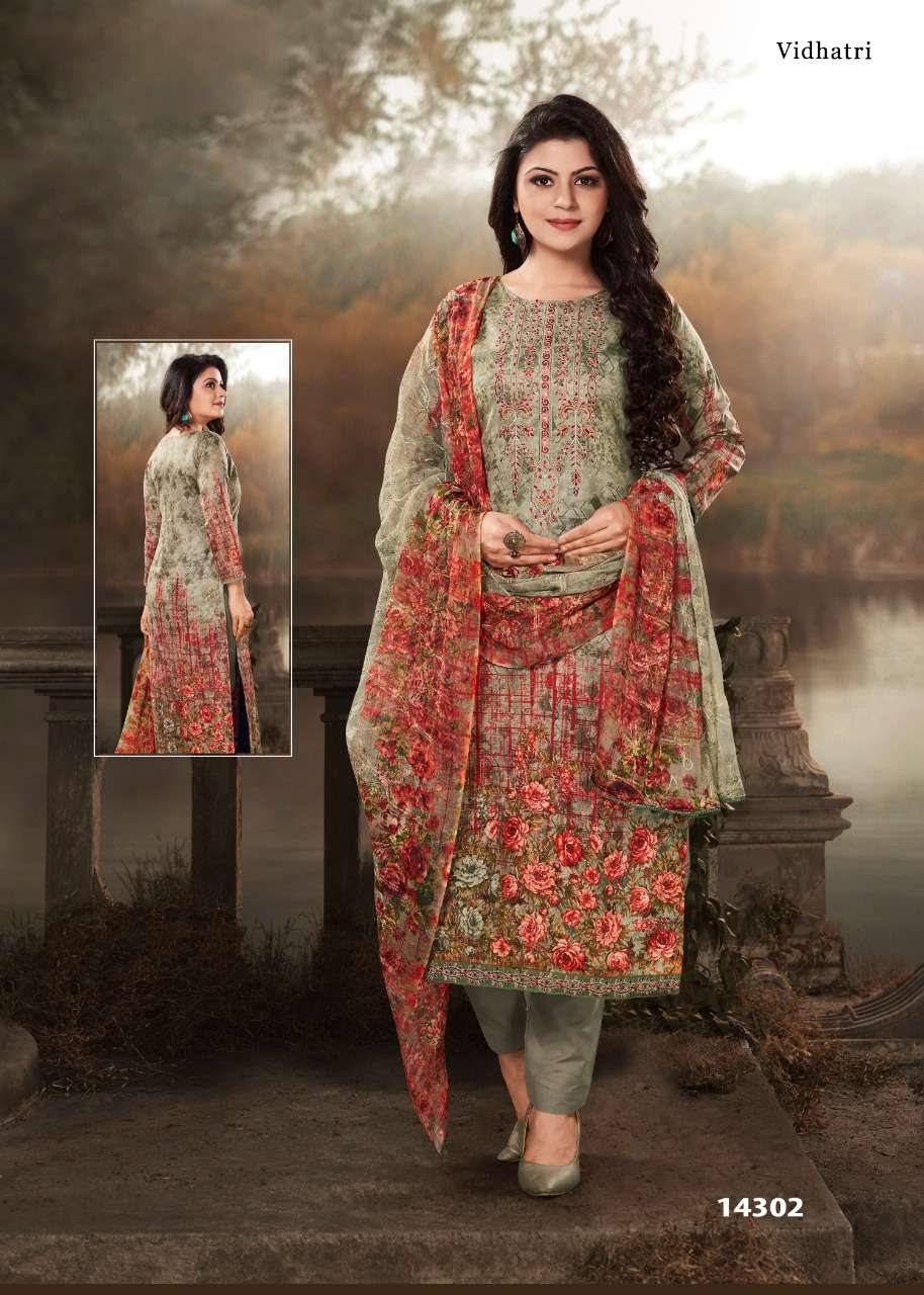 TABASSUM BY VIDHATRI 14301 TO 14308 SERIES BEAUTIFUL SUITS STYLISH FANCY COLORFUL CASUAL WEAR & ETHNIC WEAR LAWN COTTON EMBROIDERED DRESSES AT WHOLESALE PRICE