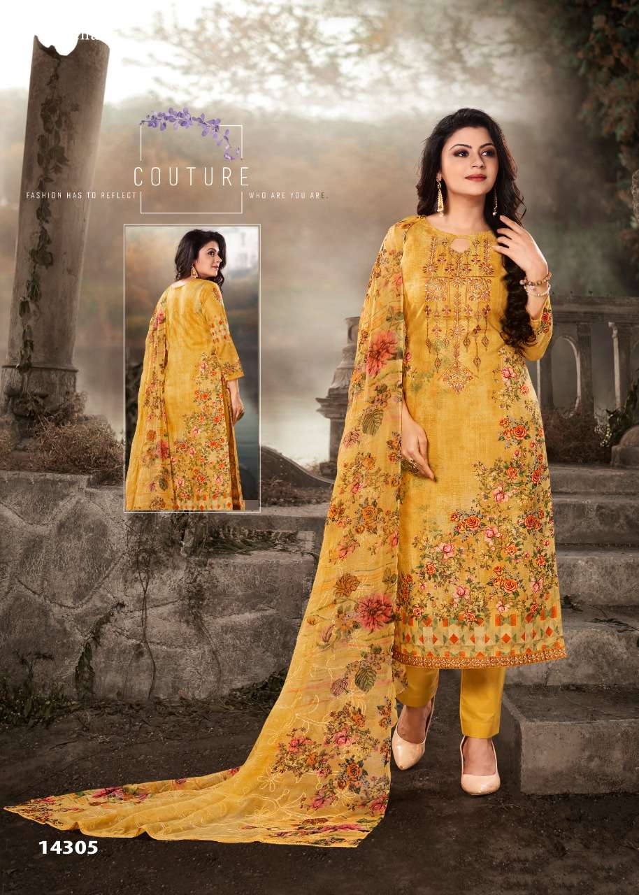 TABASSUM BY VIDHATRI 14301 TO 14308 SERIES BEAUTIFUL SUITS STYLISH FANCY COLORFUL CASUAL WEAR & ETHNIC WEAR LAWN COTTON EMBROIDERED DRESSES AT WHOLESALE PRICE