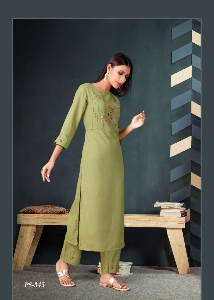 KHWAAB BY SNAPSTYLE 343 TO 348 SERIES STYLISH FANCY BEAUTIFUL COLORFUL CASUAL WEAR & ETHNIC WEAR COTTON SLUB EMBROIDERED KURTIS WITH BOTTOM AT WHOLESALE PRICE