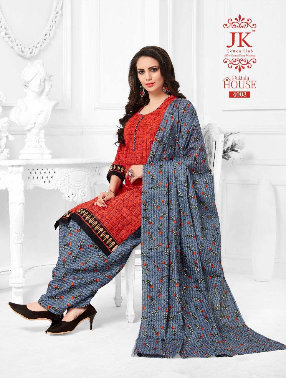 PATIYALA HOUSE VOL-4 BY JK COTTON CLUB 4001 TO 4020 SERIES BEAUTIFUL COLORFUL STYLISH PRETTY PARTY WEAR CASUAL WEAR OCCASIONAL WEAR COTTON PRINTED DRESSES AT WHOLESALE PRICE