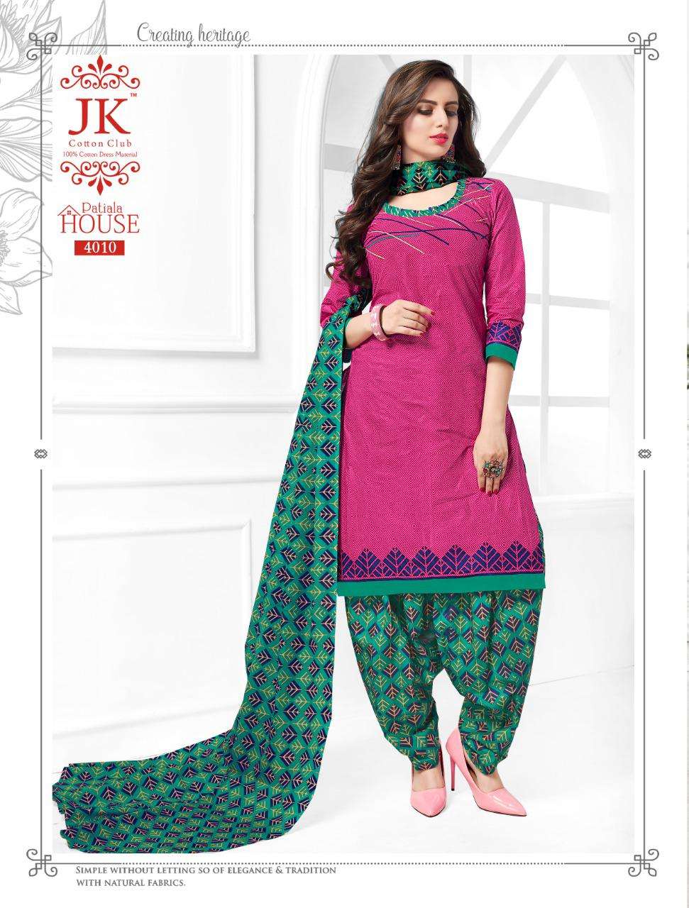 PATIYALA HOUSE VOL-4 BY JK COTTON CLUB 4001 TO 4020 SERIES BEAUTIFUL COLORFUL STYLISH PRETTY PARTY WEAR CASUAL WEAR OCCASIONAL WEAR COTTON PRINTED DRESSES AT WHOLESALE PRICE