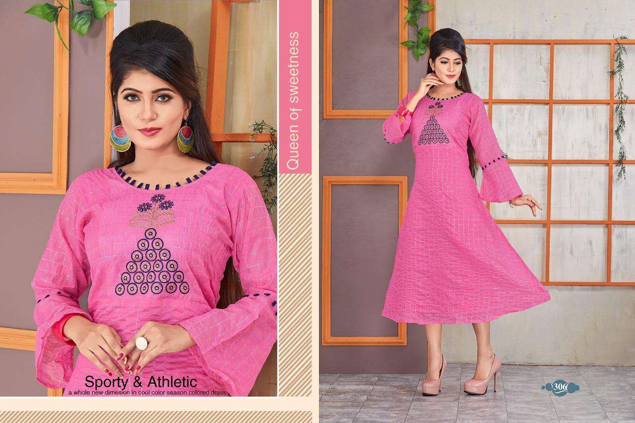 WISHI VOL-2 BY TRENDY 301 TO 308 SERIES BEAUTIFUL COLORFUL STYLISH FANCY CASUAL WEAR & ETHNIC WEAR & READY TO WEAR SILK WITH ASTER KURTIS AT WHOLESALE PRICE