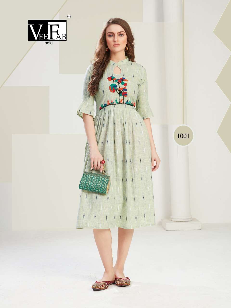 OUTLOOK BY VEE FAB 1001 TO 1005 SERIES BEAUTIFUL COLORFUL STYLISH FANCY CASUAL WEAR & ETHNIC WEAR & READY TO WEAR HEAVY SOUTH COTTON KURTIS AT WHOLESALE PRICE