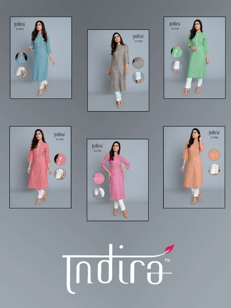 SAUMYA BY INDIRA 3701 TO 3706 SERIES BEAUTIFUL COLORFUL STYLISH FANCY CASUAL WEAR & ETHNIC WEAR & READY TO WEAR SOFT COTTON WITH EMBROIDERY KURTIS AT WHOLESALE PRICE