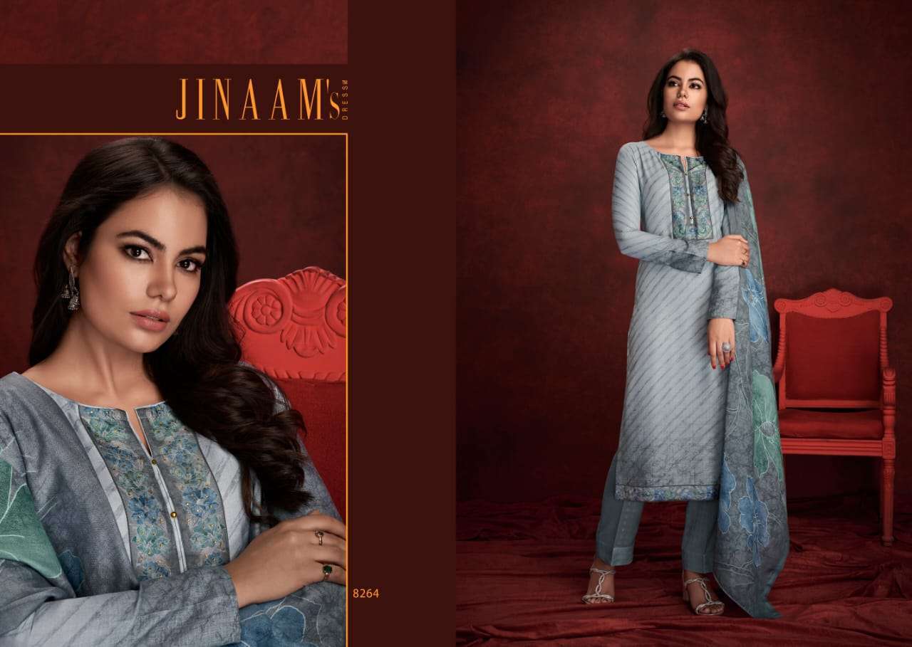 JINAAM NICASIA BY JINAAM DRESSES 8262 TO 8267 SERIES DESIGNER SHARARA SUITS BEAUTIFUL FANCY COLORFUL STYLISH PARTY WEAR & ETHNIC WEAR COTTON SATIN DIGITAL PRINTED DRESSES AT WHOLESALE PRICE