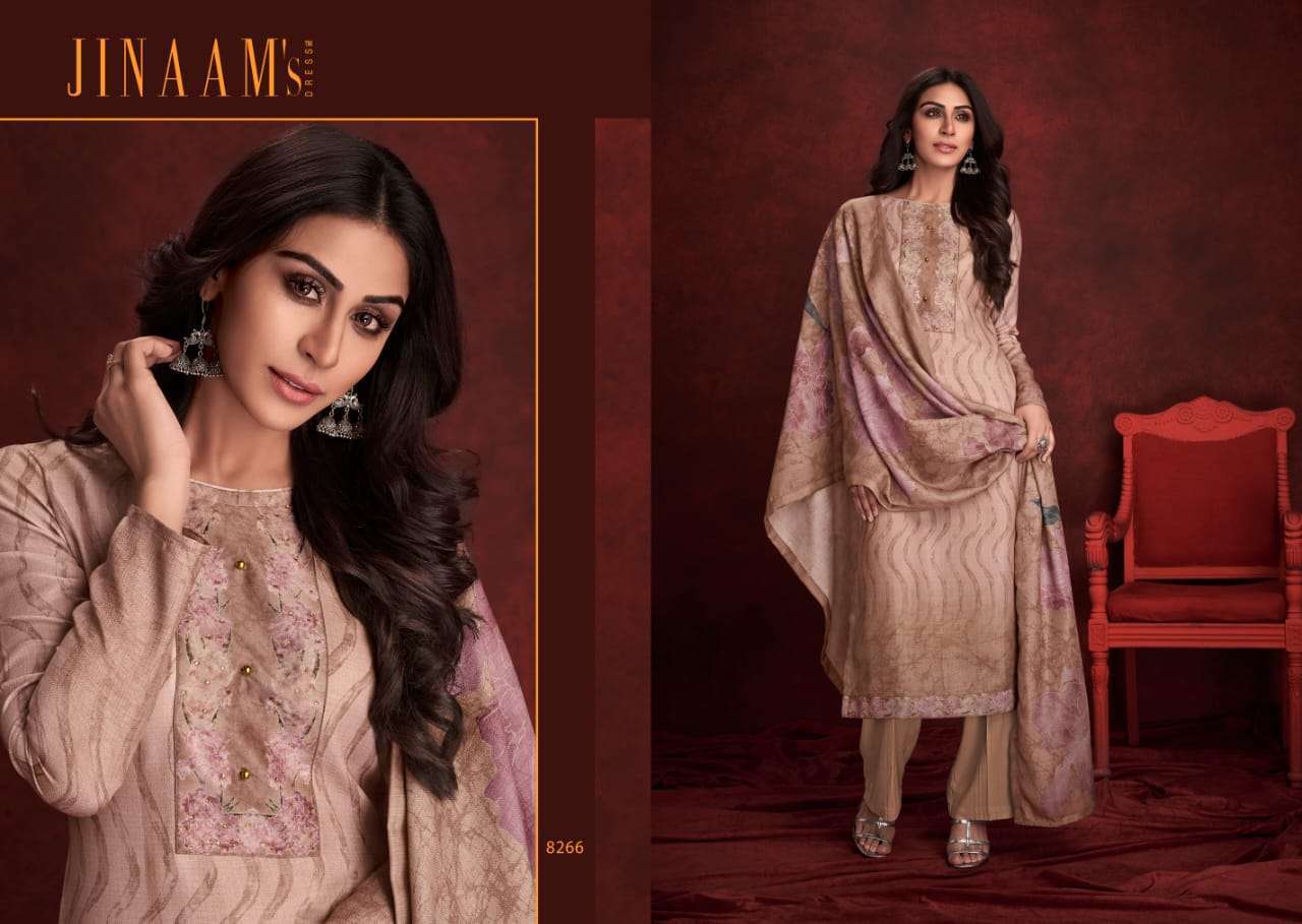 JINAAM NICASIA BY JINAAM DRESSES 8262 TO 8267 SERIES DESIGNER SHARARA SUITS BEAUTIFUL FANCY COLORFUL STYLISH PARTY WEAR & ETHNIC WEAR COTTON SATIN DIGITAL PRINTED DRESSES AT WHOLESALE PRICE