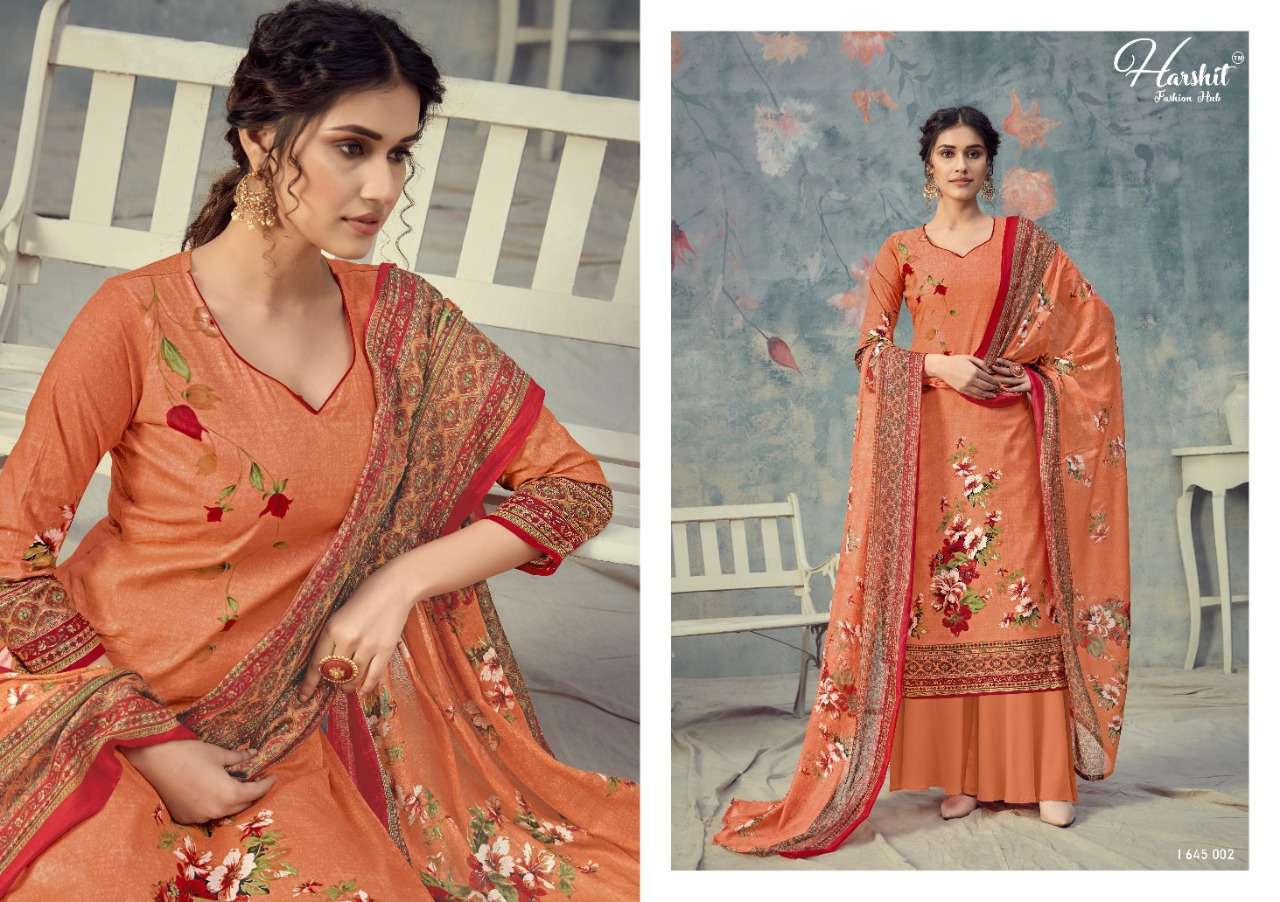 SANJEEDA BY HARSHIT FASHION HUB 645-001 TO 645-010 SERIES BEAUTIFUL SUITS STYLISH FANCY COLORFUL PARTY WEAR & OCCASIONAL WEAR PURE CAMBRIC COTTON DIGITAL PRINTED DRESSES AT WHOLESALE PRICE