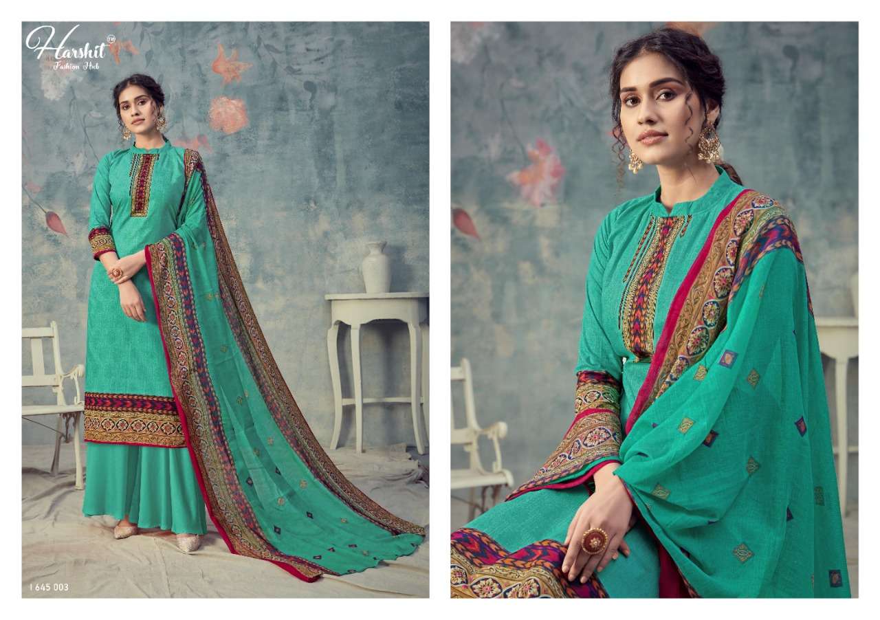 SANJEEDA BY HARSHIT FASHION HUB 645-001 TO 645-010 SERIES BEAUTIFUL SUITS STYLISH FANCY COLORFUL PARTY WEAR & OCCASIONAL WEAR PURE CAMBRIC COTTON DIGITAL PRINTED DRESSES AT WHOLESALE PRICE