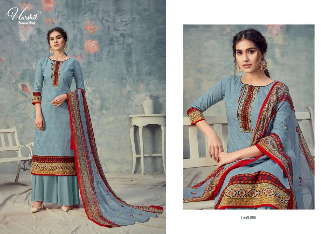 SANJEEDA BY HARSHIT FASHION HUB 645-001 TO 645-010 SERIES BEAUTIFUL SUITS STYLISH FANCY COLORFUL PARTY WEAR & OCCASIONAL WEAR PURE CAMBRIC COTTON DIGITAL PRINTED DRESSES AT WHOLESALE PRICE