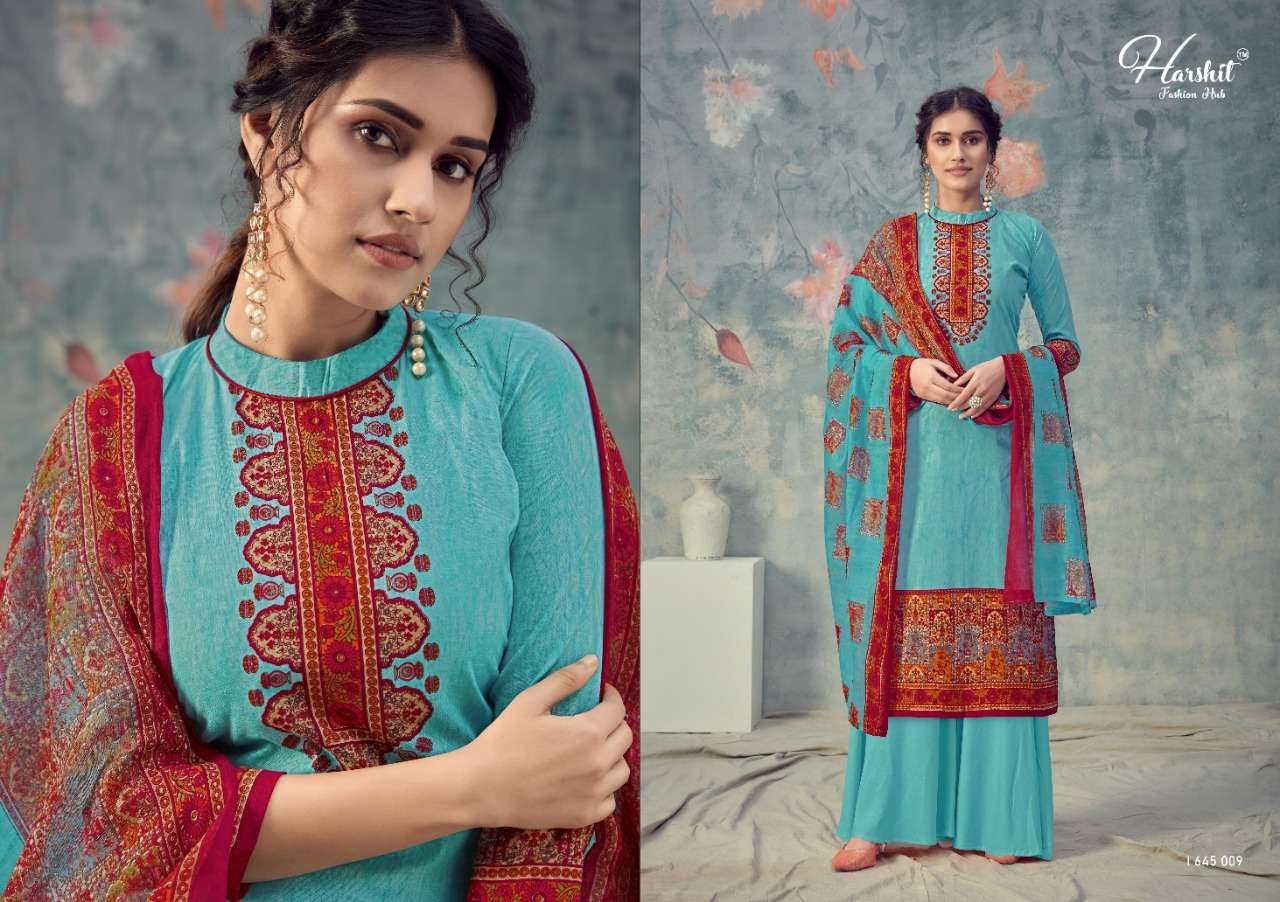 SANJEEDA BY HARSHIT FASHION HUB 645-001 TO 645-010 SERIES BEAUTIFUL SUITS STYLISH FANCY COLORFUL PARTY WEAR & OCCASIONAL WEAR PURE CAMBRIC COTTON DIGITAL PRINTED DRESSES AT WHOLESALE PRICE