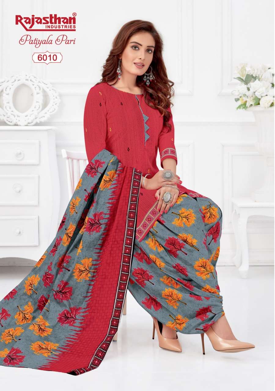 PATIYALA PARI VOL-6 BY RAJASTHAN INDUSTRIES 6001 TO 6018 SERIES BEAUTIFUL PATIYALA SUITS STYLISH FANCY COLORFUL PARTY WEAR & OCCASIONAL WEAR COTTON PRINTED DRESSES AT WHOLESALE PRICE